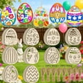 thumbnail image 2 of Darzheoy 20 Sets Wooden Easter Ornaments Decorations DIY Easter Craft Kits Assorted Paintable Unfinished Wood Easter Egg Ornaments for Kids Classroom Home Activity Art, 2 of 7