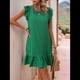 thumbnail image 5 of Vestidos de Verano para Mujer, Cuello Redondo, Corta, Dobladillo con Volantes, Vestido Mini Informal, Verde, Talla M, 5 of 7