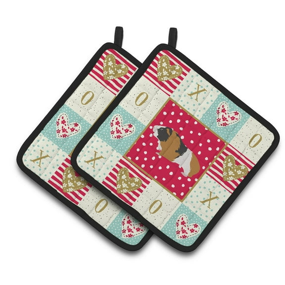 Carolines Treasures CK5432PTHD Rex Guinea Pig Love Pair of Pot Holders, Red, 7.5HX7.5W, multicolor