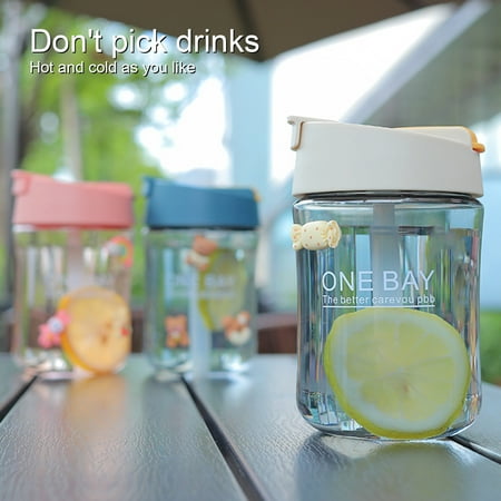 

Ludlz 500ml Straw Cup Large Capacity Visible Leakproof Good Sealing Easy to Clean Drinking PP Material Double Drink Way Bounce Cover Juice Water Cup Outdoor Sports Fitness Bottle Daily Use