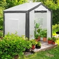 thumbnail image 3 of EAGLE PEAK 8 ' x 8 ' Portable Walk-in Greenhouse with Roll-up Zipper Entry Door and 3 Large Roll-Up Screen Windows, Instant Pop-up Easy Setup Indoor Outdoor Plant Gardening Green House, White, 3 of 11