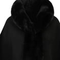 thumbnail image 4 of UTSJKR Women Hooded Faux Fur Trim Poncho Cape Loose Batwing Sleeve Warm Shawl Wrap Coat for Cold Winter Occasions Black, 4 of 4