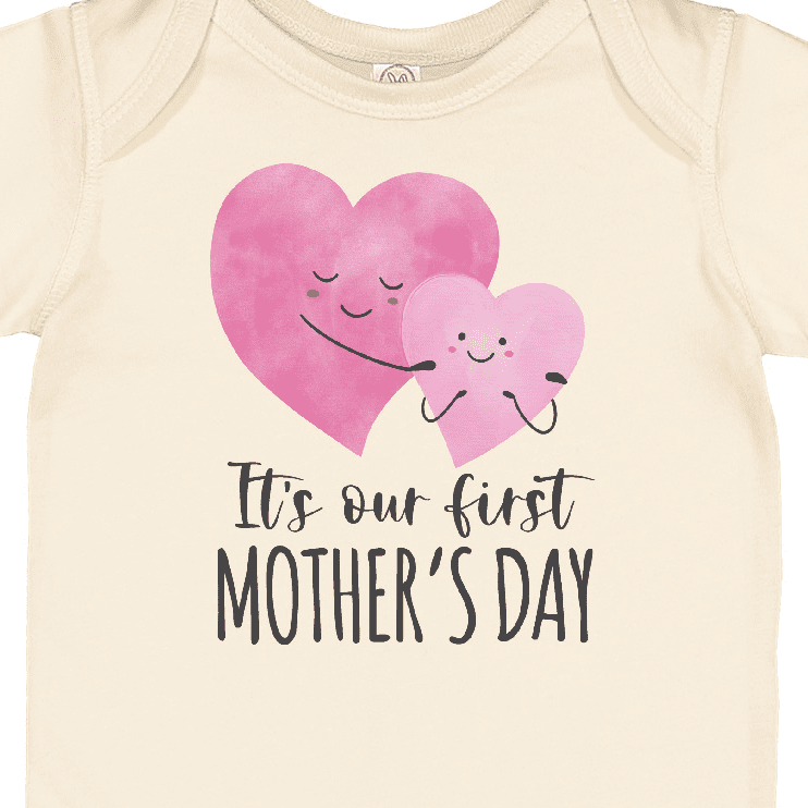Inktastic It's Our First Mother's Day Cute Hugging Hearts Boys or Girls Baby Bodysuit