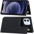 thumbnail image 3 of for iPhone 12 Mini Crossbody Wallet Case with Detachable Adjustable Lanyard Strap & Card Slot Holder,Magnetic Flip Folio Purse,PU Leather Travel Case for Women & Men,5.4 Inch (Black), 3 of 15