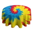 thumbnail image 4 of Colorful Rainbow Tie Dye Spiral Pattern Round Tablecloth 60"x60",Wrinkle Wipeable Table Cloth for Kitchen Dining Room Picnic Patio Party, 4 of 6