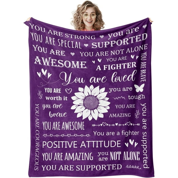 LHSHID Cadeaux de Rétablissement pour Femmes après Chirurgie Cadeaux Inspirants/détendus pour Femmes Cadeau de Sympathie Spirituel/pensant à Toi/sentir Mieux/soins du Cancer Couverture de Guérison Câlin 50x60 Po
