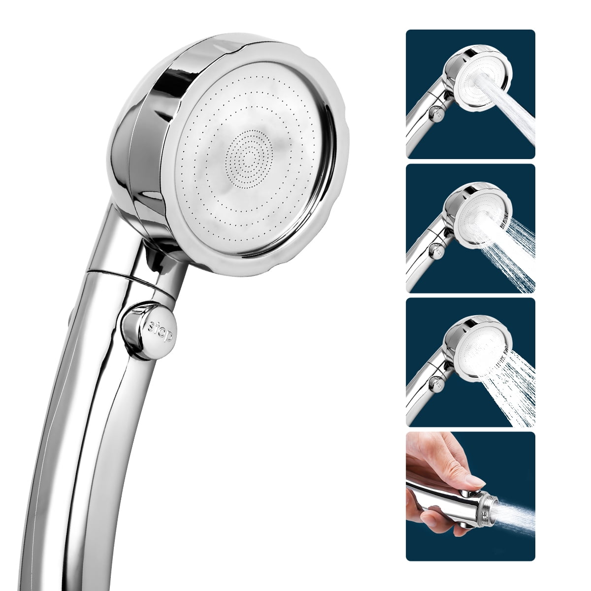 High Pressure Handheld Shower Head with ON/OFF Pause Switch 3 Spray Modes 