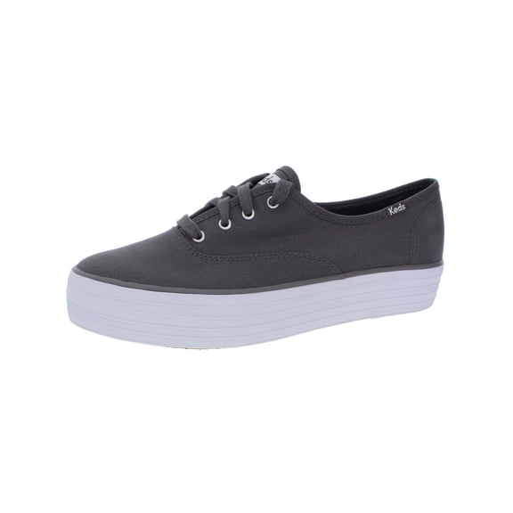 Keds Womens Triple Graphite Canvas Solid Flatform Shoes Gray 9 Medium (B,M)