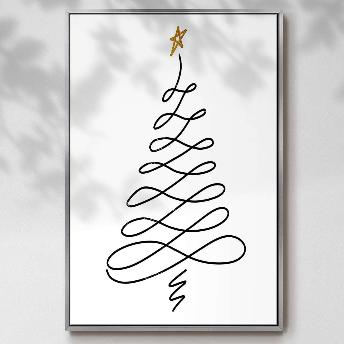 Christmas Tree III - Framed Gallery Wrapped Holiday Canvas - 17 x 25 - Silver Frame