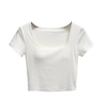 thumbnail image 1 of COM1950s Shorts pour Femmes, Shorts d'Été pour Femmes, Mode Décontractée, Col Rond, Couleur Unie, Manches Courtes, Shorts Décontractés pour Femmes, 1 of 3