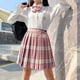 thumbnail image 3 of CZJMS Falda plisada japonesa para mujer, cintura alta, moda JK, minifalda a cuadros, elegante lazo, línea A, baile de verano, para niñas, Cosplay, 3 of 5