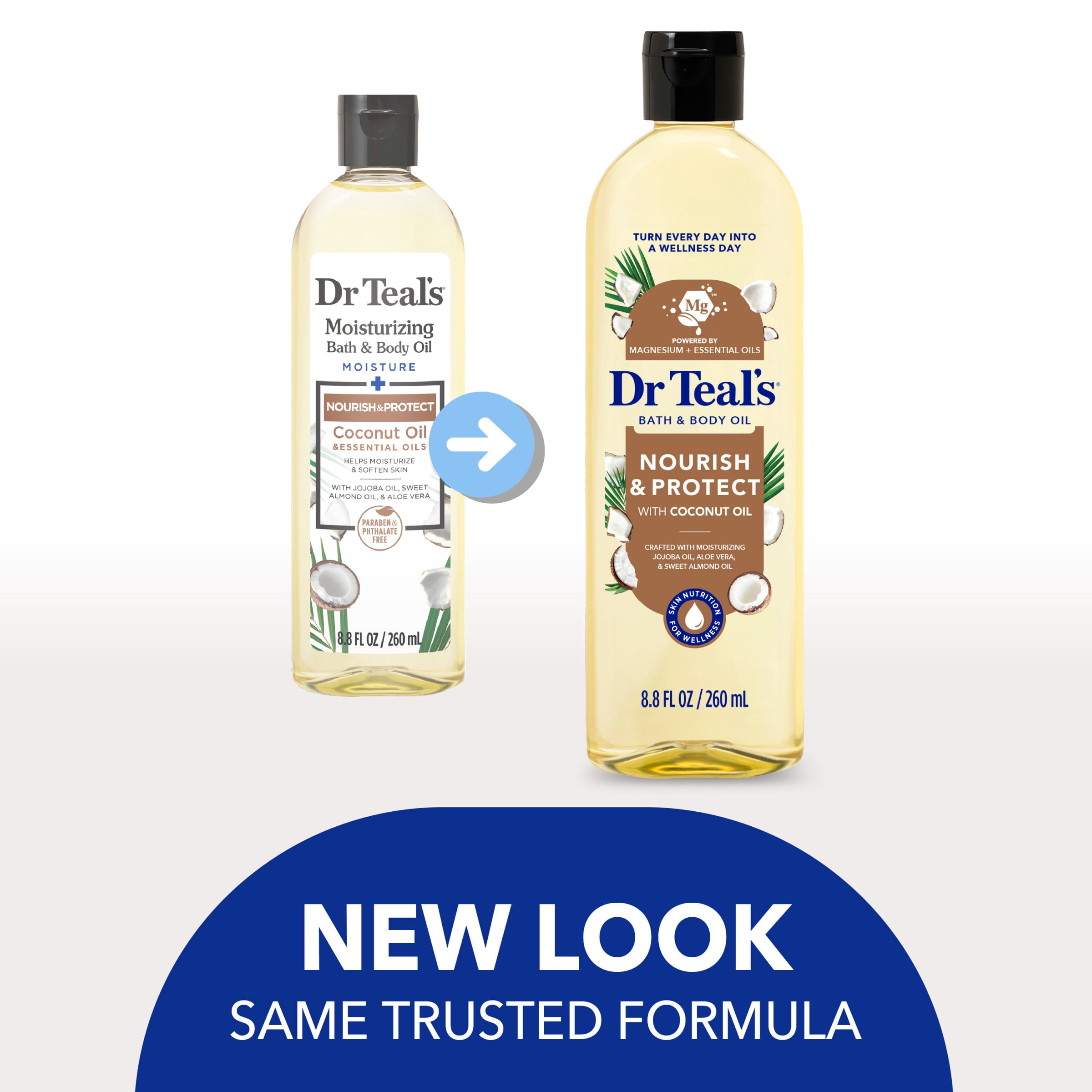 Dr Teal's Moisturizing Bath & Body Oil, Nourish & Protect with Coconut Oil, 8.8 fl oz