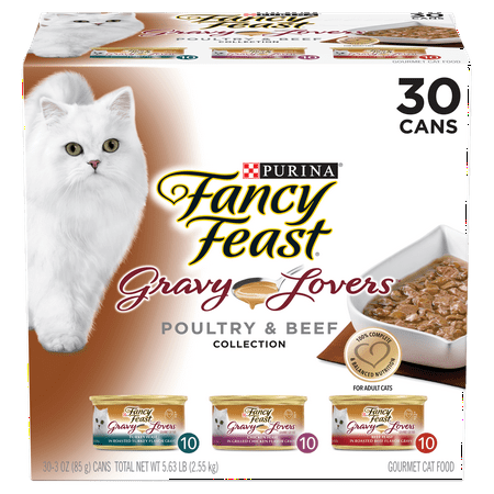 Purina Fancy Feast Gravy Lovers Poultry & Beef Feast Collection Wet Cat Food Variety Pack - (30) 3 oz. Cans