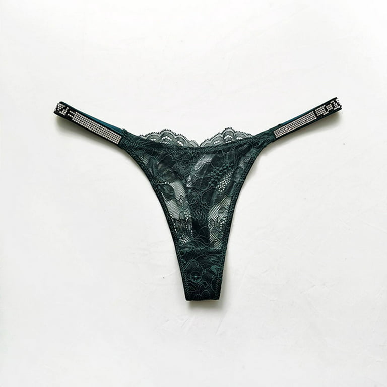 Aayomet Thong Underwear Women Rhinestone Belt Women Silk Panties Brand  Design Shiny Waist Tanga Thong For Women's,Blue L