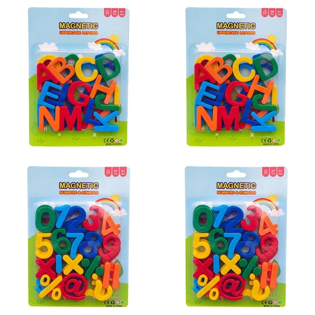 WUSUOWEI 4PCS AlphabetMagnetic,Uppercase and Lowercase Letters and Numbers Set,MathSymbols for Toddlers,Educational Multicolor ABC FridgeMagnets,Durable,Fun Learning Toy for Early Childhood