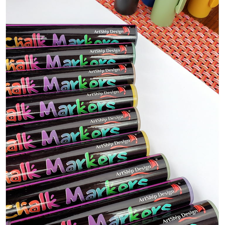 ArtShip Design 26 Macaron Pastel Chalk Markers Double Pack of Both Fine & Reversible Medium Tip Liquid Chalk Pens Wet Erase Menu Boards, Window