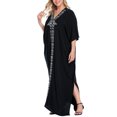 thumbnail image 2 of HDE Women UPF 30+ Kaftan Dress Oversize V Neck Long Plus Size Maxi Swim Cover Up, 2 of 5