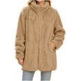thumbnail image 2 of VEKDONE Sherpa Jacket for Women Stand Collar Full Zip Jackets Mid-Length Fuzzy Fleece Coat Casual Warm Thick Outerwear for Fall and Winter, 2 of 9