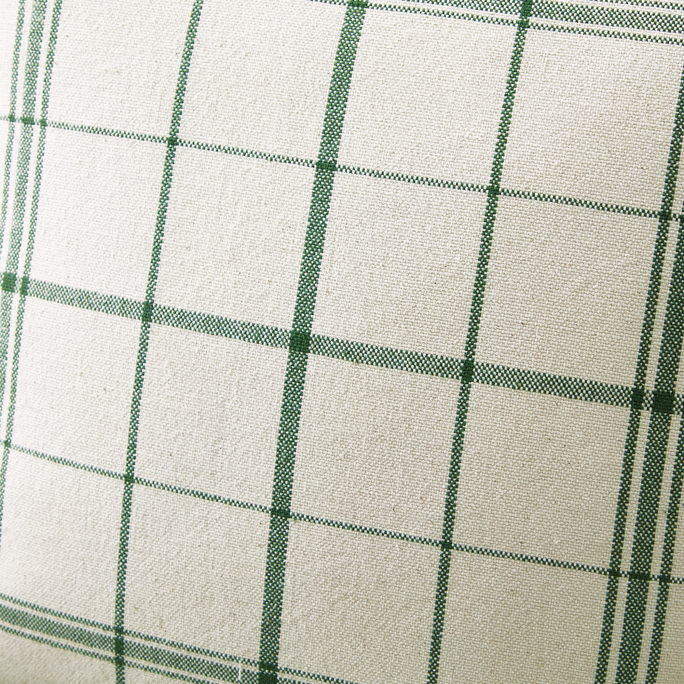 My Texas House Stafford Woven Reversible Plaid Stripe Decorative Pillow Cover, 20" x 20", Ivory/Green