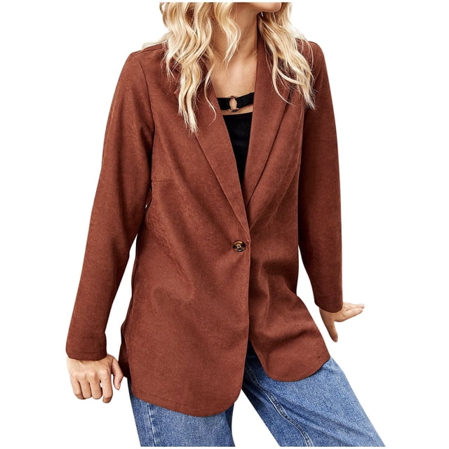 Uppada Vestes Blazer pour Femmes Liquidation Vestes Blazer pour Femmes Manches Longues à Simple Boutonnage Uni Col Rabattu Veste Manteaux Vêtements d'Extérieur Blazer Formel