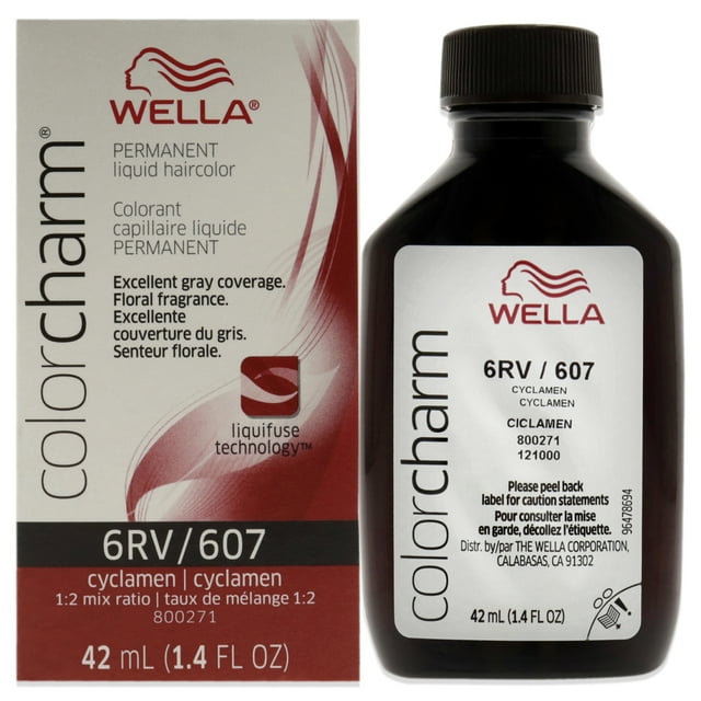 Tinte líquido permanente para cabello Wella Color Charm 607 6RV Cyclamen 1.42 oz