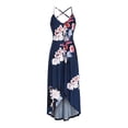 thumbnail image 3 of SMihono Robe Maxi Bohème d'Été pour Femmes Grande Taille Robe Maxi Asymétrique pour Femmes Décontractée à Col en V d'Été à Fleurs Sans Manches Robes de Plage Évasées Robe d'Été, 3 of 8