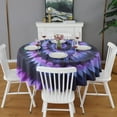 thumbnail image 2 of Blue Purple Tie Dye Pattern Round Tablecloth 60"x60",Wrinkle Wipeable Table Cloth for Kitchen Dining Room Picnic Patio Party, 2 of 6