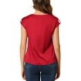 thumbnail image 3 of INSPIRE CHIC Women's Cap Sleeve Silky Blouse Round Neck Pleated Casual Elegant Top, 3 of 6