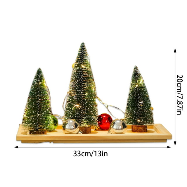Mini árboles de Navidad Árboles con base de madera, árboles de Navidad artificiales para la mesa del pueblo, la habitación del hogar, la fiesta, la artesanía, la decoración navideña