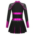 thumbnail image 2 of Alvivi Girls Cheer Leader Costume Halloween Cosplay Dress Up Long Sleeve Rhinestone Dance Dress Black&Hot Pink 8, 2 of 7