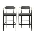 thumbnail image 2 of Noble House Boise Indoor Fabric and Metal 30 inch Barstools, Set of 2, Charcoal, Black, and Gold., 2 of 9