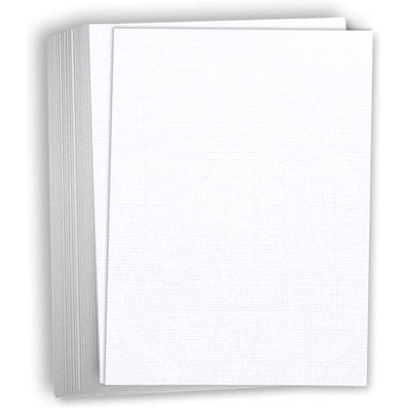 Hamilco White Linen Textured Cardstock Thick Paper - 8 x 10" Heavy Weight 80 lb Cover Card Stock - 50 Pack