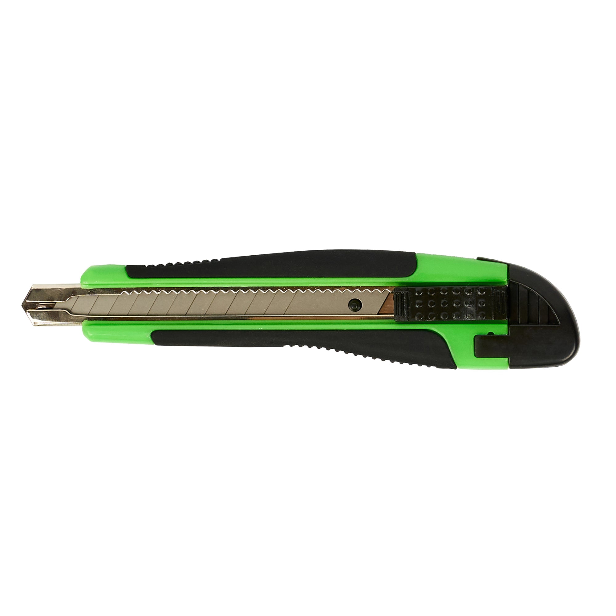 Restaurantware-Handy Tek 5.3 Inch Snap Off Blade Knives, 12 Retractable Box Cutters - Includes 12 Sharp Blades, 18mm Wide, Green Plastic Utility Knives, No-Slip Handle, Built-In Lock