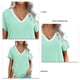 thumbnail image 5 of Blusa con cuello en V Manga corta Costuras de guipur Blusa ajustada suelta Camisa superior para mujer Verano Verde claro M, 5 of 5