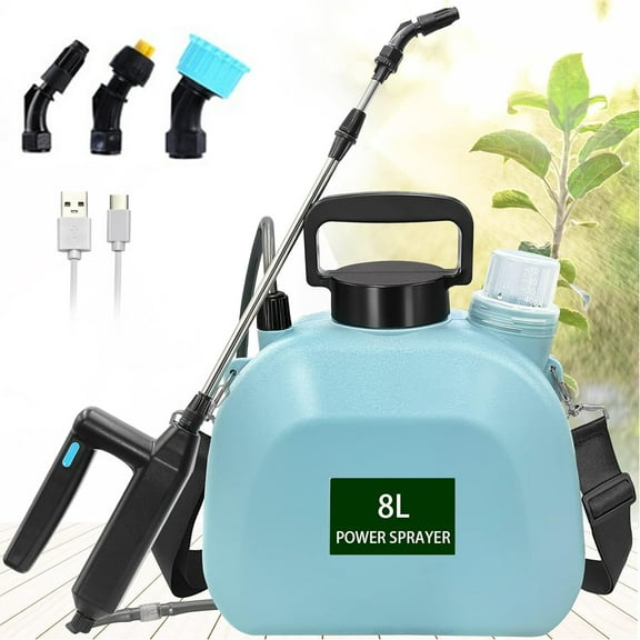 8L Electric Garden Sprayer, Electric Sprayer Portable Weed Sprayer with 3 Mist Nozzles for Gardening,with Adjustable Shoulder
