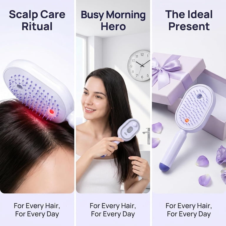 Electric Spray Air Cushion Massage Comb, 2026 Electric Spray Massage Comb, Rechargeable & Detangling, Essential Oil Mist Anti-Static Aromatherapy HairCare Comb for Girls Women (Pink) - Walmart.com