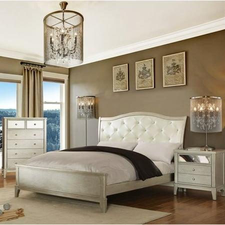 Nice Bedroom Furniture Sets Furniture of America Malayah Contemporary Style 2-Piece Silver Bedroom Set, Multiple Sizes ()