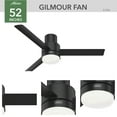 thumbnail image 6 of Hunter 52 inch Outdoor or Indoor Ceiling Fan with LED Light and Remote Control - Low Profile Mount Ceiling Fan, 3 Blades, For Patio, Porch, Garage, or Living Room, Quiet - Gilmour 51330, Matte Black, 6 of 17