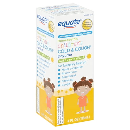 Equate Children's Homeopathic Daytime Cold & Cough Liquid, Ages 2 to 12 Years, 4 fl