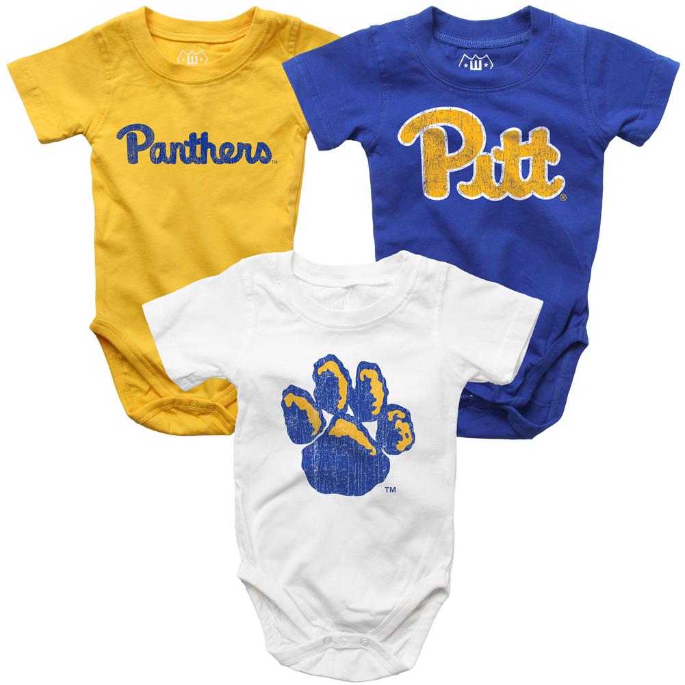 Wes and Willy Infant Pitt University Panthers Bodysuits 3 Pack Organic