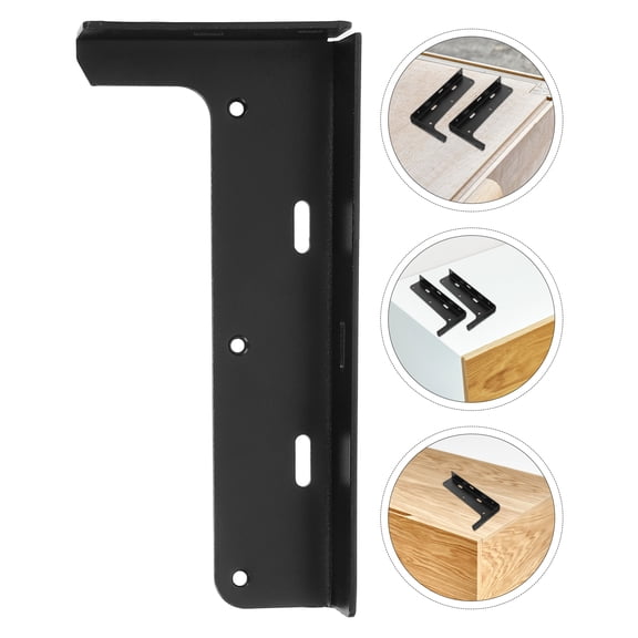 OUNONA Heavy Duty Wall Hanging Brackets for Kitchen Cabinet and Closet 2pcs Black Steel