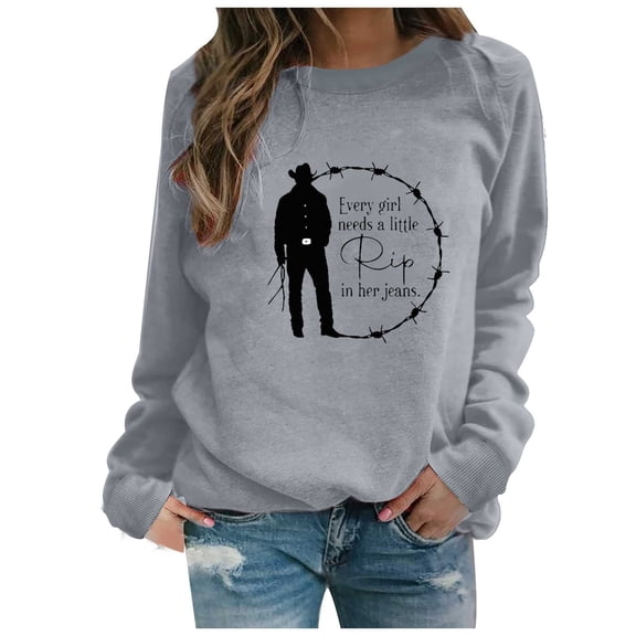 WXLWZYWL Trendy Sweatshirts For Women 2023 Women'S Casual Hoodless Round Neck Pullover Print Long Sleeve Sweatshirt