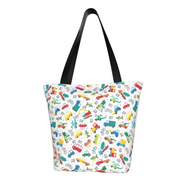 Fotbe Transport1 Pattern Beach Tote,Shoulder Handbag,Spacious Tote Bag,Lightweight Travel Bag,Versatile Shopping Bag