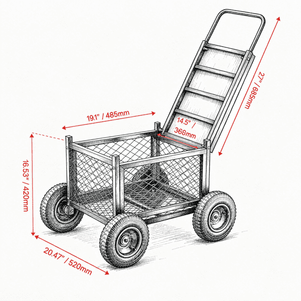 Rolling Garden Cart with Seat, 400 lbs Capacity, Heavy-Duty Wheeled Work Stool, for Lawn, Patio & Backyard