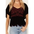 thumbnail image 3 of Shyanne Women's Embroidered Flutter Sleeve Top - SWHO23W50-BLK X-  US, 3 of 4