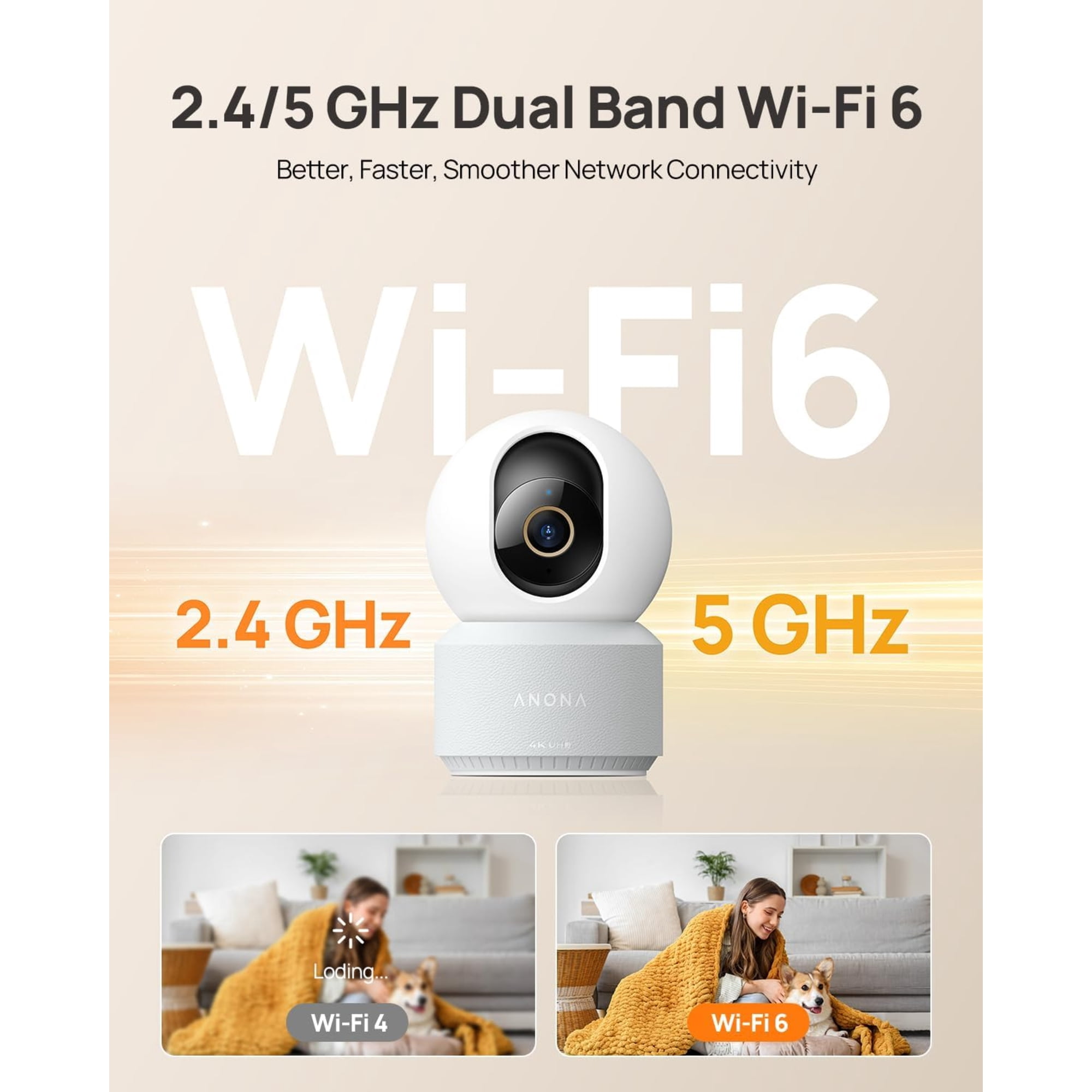 Anona HM1010-2 4k UHD Indoor Security Camera Also For Pets/ Baby With Phone App - Wifi/ Auto-Tracking - 2pack