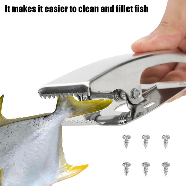 Qiilu Stainless Steel Fish Fillet Clamp Tail Clip with Mounting Screws for Cleaning  Board, Fish Clamp for Cutting Board, Fish Fillet Clamp 