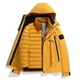 thumbnail image 2 of Lovzfmll Unisex Down Jacket Hooded Detachable Liner Windproof Quilted Pockets Gold, 4XL, 2 of 9