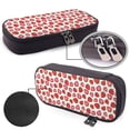 thumbnail image 4 of Picia Hand Drawn Strawberry Pattern Large Capacity PU Leather Pencil Case Organizer Pen Marker Holder Double Zipper Storage Bag Big Pencil Pouch for College Office, 4 of 6