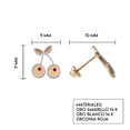 thumbnail image 5 of Aretes de oro 14k GIALLO Broquel GIALLO COLLECTION Cerezas de oro amarillo y oro blanco con cortes diamantados y circonias rojas, 5 of 5